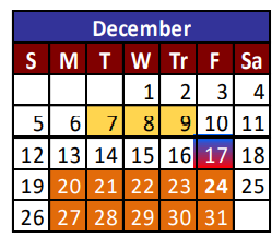 District School Academic Calendar for Desert View Middle School for December 2021
