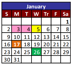 District School Academic Calendar for Robbin E L Washington Elementary for January 2022