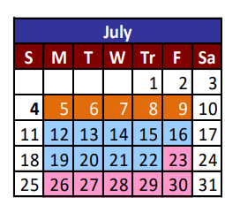 District School Academic Calendar for Del Valle High School for July 2021