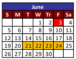 District School Academic Calendar for Robbin E L Washington Elementary for June 2022