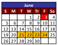 District School Academic Calendar for Desert View Middle School for June 2022