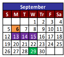 District School Academic Calendar for Mission Valley Elementary for September 2021
