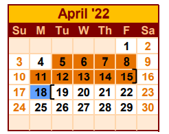 District School Academic Calendar for Zapata South Elementary School for April 2022