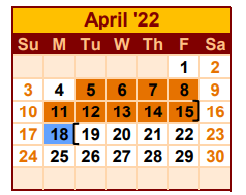 District School Academic Calendar for Fidel And Andrea R Villarreal Elem for April 2022