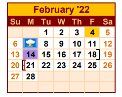 District School Academic Calendar for Zapata North Early Childhood Cente for February 2022