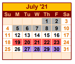 District School Academic Calendar for Zapata South Elementary School for July 2021