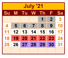 District School Academic Calendar for Fidel And Andrea R Villarreal Elem for July 2021