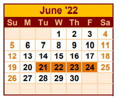 District School Academic Calendar for Zapata South Elementary School for June 2022