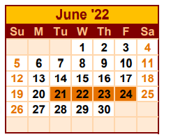 District School Academic Calendar for Fidel And Andrea R Villarreal Elem for June 2022