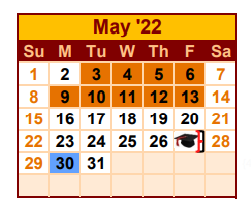 District School Academic Calendar for Fidel And Andrea R Villarreal Elem for May 2022