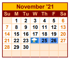 District School Academic Calendar for Benavides El for November 2021