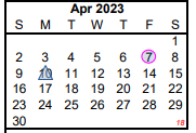 District School Academic Calendar for Travis Opportunity Ctr for April 2023