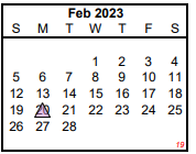 District School Academic Calendar for Juvenile Detention Center for February 2023