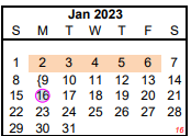 District School Academic Calendar for Crockett Early Headstart for January 2023