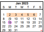 District School Academic Calendar for Lee Elementary for January 2023