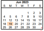District School Academic Calendar for Sp Ed Homebound for June 2023