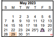 District School Academic Calendar for Sp Ed Homebound for May 2023