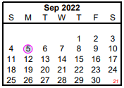 District School Academic Calendar for Dyess Elementary for September 2022