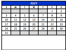 District School Academic Calendar for Bexar Co J J A E P for July 2022