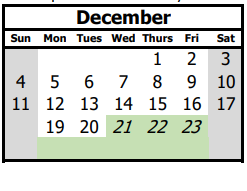 District School Academic Calendar for Garfield Middle for December 2022