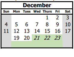 District School Academic Calendar for Alameda Elementary for December 2022