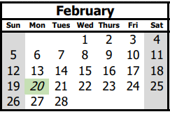 District School Academic Calendar for New Futures School for February 2023