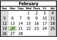 District School Academic Calendar for Horizon Academy Sout for February 2023