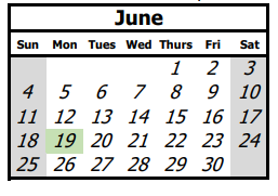 District School Academic Calendar for L.B. Johnson Middle for June 2023