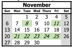 District School Academic Calendar for Youth Build Comm Cha for November 2022