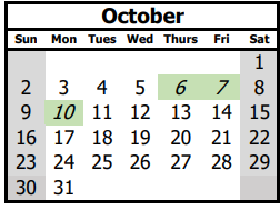 District School Academic Calendar for Monte Vista Elem for October 2022