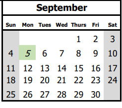 District School Academic Calendar for Albuquerque Evening for September 2022