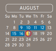 District School Academic Calendar for Aldine J J A E P for August 2022