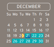 District School Academic Calendar for Calvert Elementary for December 2022