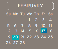 District School Academic Calendar for Aldine J J A E P for February 2023