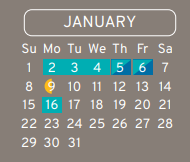 District School Academic Calendar for Carmichael Elementary for January 2023