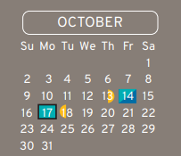 District School Academic Calendar for Nimitz Ninth Grade School for October 2022