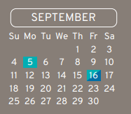 District School Academic Calendar for Parker Intermediate for September 2022