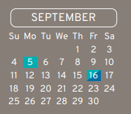 District School Academic Calendar for Calvert Elementary for September 2022