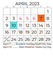 District School Academic Calendar for Aledo Learning Center for April 2023
