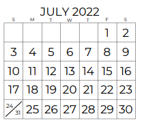District School Academic Calendar for Vandagriff Elementary for July 2022