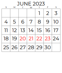 District School Academic Calendar for Vandagriff Elementary for June 2023