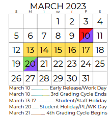 District School Academic Calendar for Mcanally Intermediate for March 2023