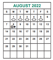 District School Academic Calendar for Holub Middle for August 2022