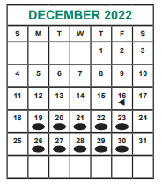 District School Academic Calendar for Alief Isd J J A E P for December 2022