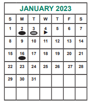 District School Academic Calendar for Admin Services for January 2023