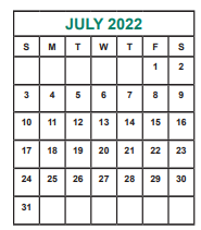 District School Academic Calendar for O'donnell Middle for July 2022