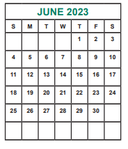 District School Academic Calendar for Holub Middle for June 2023