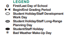 District School Academic Calendar Legend for Kennedy Elementary