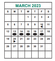 District School Academic Calendar for Alief Isd J J A E P for March 2023