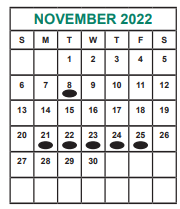 District School Academic Calendar for Alief Isd J J A E P for November 2022